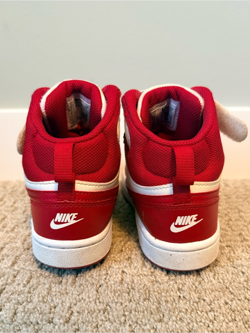 Nike Court Borough Mid 2 3Y Red White Leather High Top Sneakers CD7783 124 - Picture 3 of 7